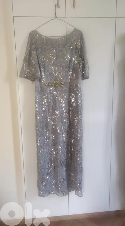 Long wedding dress color silver