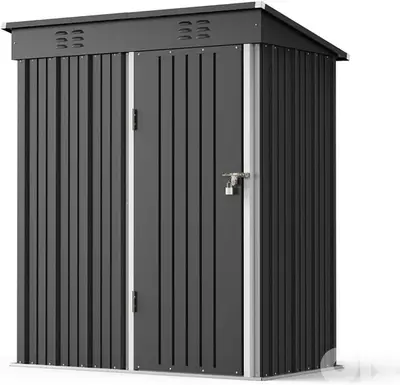 Outdoor Metal Storage Shed with Lockable Door, Waterproof Tool Cabinet