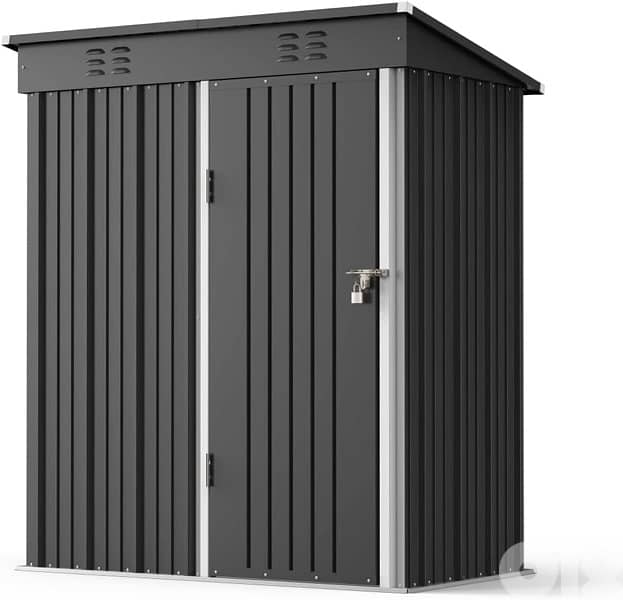 Outdoor Metal Storage Shed with Lockable Door, Waterproof Tool Cabinet 0