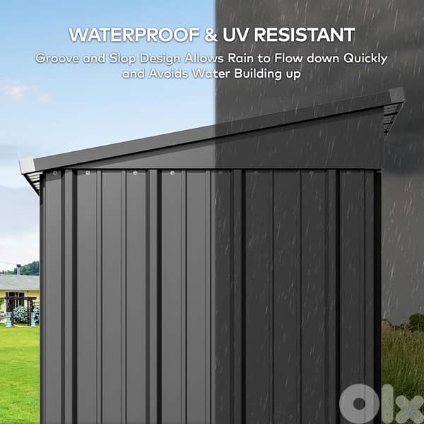 Outdoor Metal Storage Shed with Lockable Door, Waterproof Tool Cabinet 1