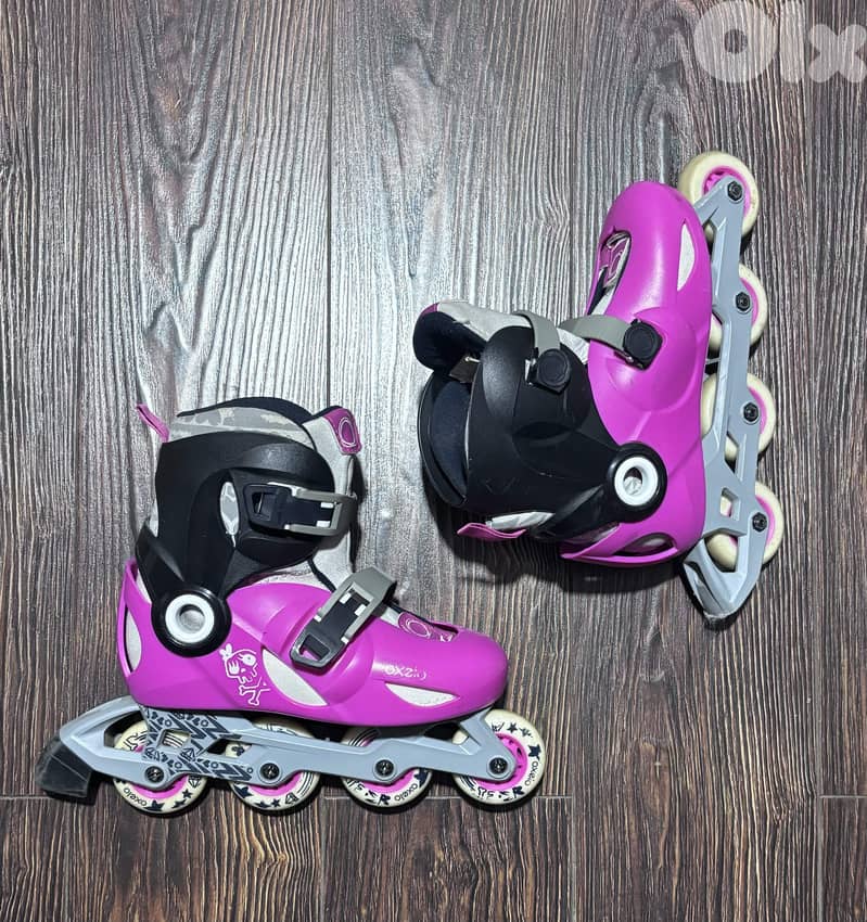 OXELO Play 3 INLINE skating ROLLERS - Pink/Black SIZE 32 1