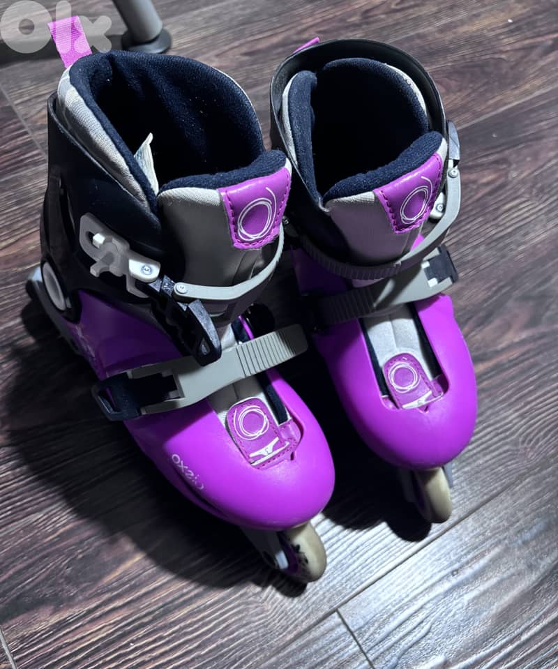 OXELO Play 3 INLINE skating ROLLERS - Pink/Black SIZE 32 2