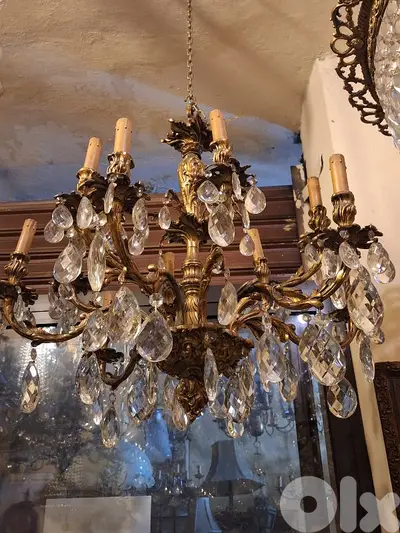 czech bronze and crystal chandelier