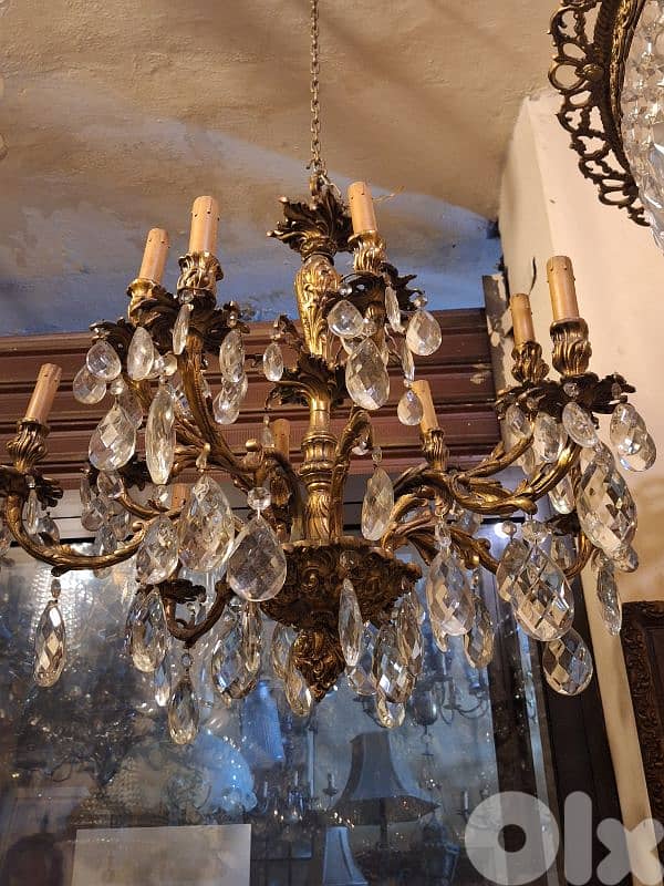 czech bronze and crystal chandelier 0