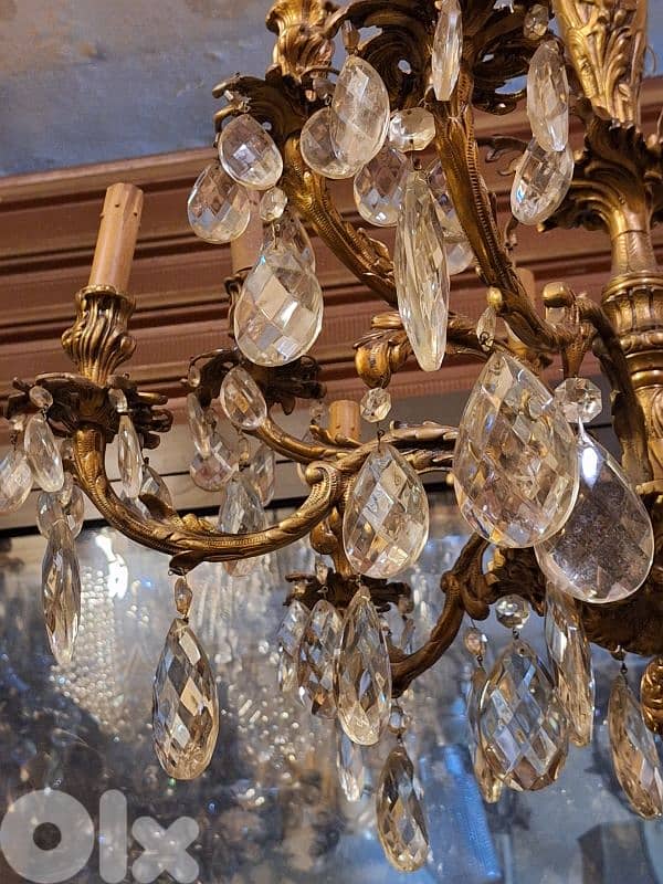 czech bronze and crystal chandelier 3