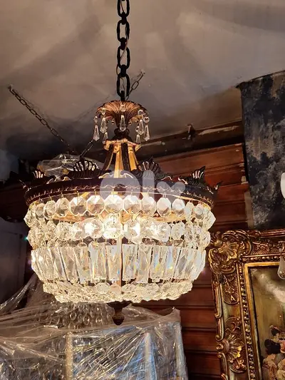 original french bronze and crystal chandelier