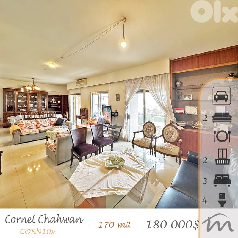 Cornet Chahwan | Good Building Condition | 3 Bedrooms | 2 Balconies 0