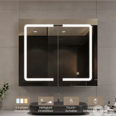 bathroom mirror Spiegelschrank mit LED Beleuchtung und Steckdose