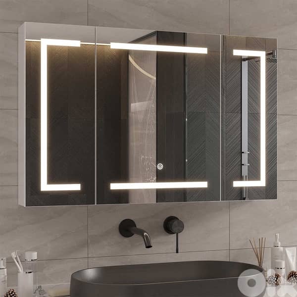 mirror cabinet bathroom with LED lighting and socket 4