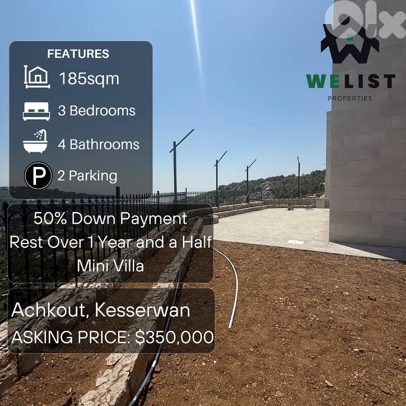 185sqm Mini Villa + 265sqm Garden + Terrace for sale in Achkout 0