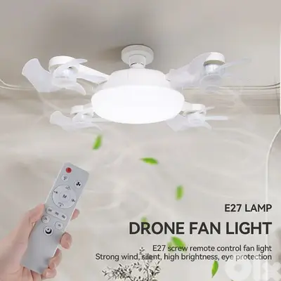 Drone Ceiling Fan ، LED Lights 3 Speed E27 With Remote Control