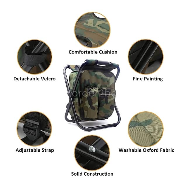 Portable Backpack Chair – Fold-Out Seat & Cooler for Camping (150 kg) 7