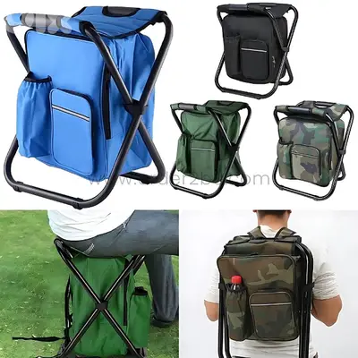 Portable Backpack Chair – Fold-Out Seat & Cooler for Camping (150 kg)