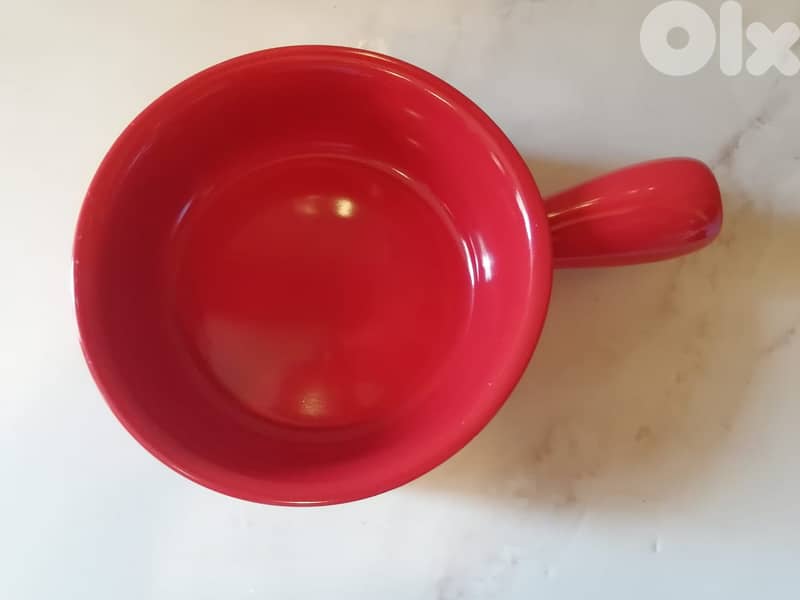 Bright red glazed Switserland caquelon clay 2 liter capacity for 2-4 p 3