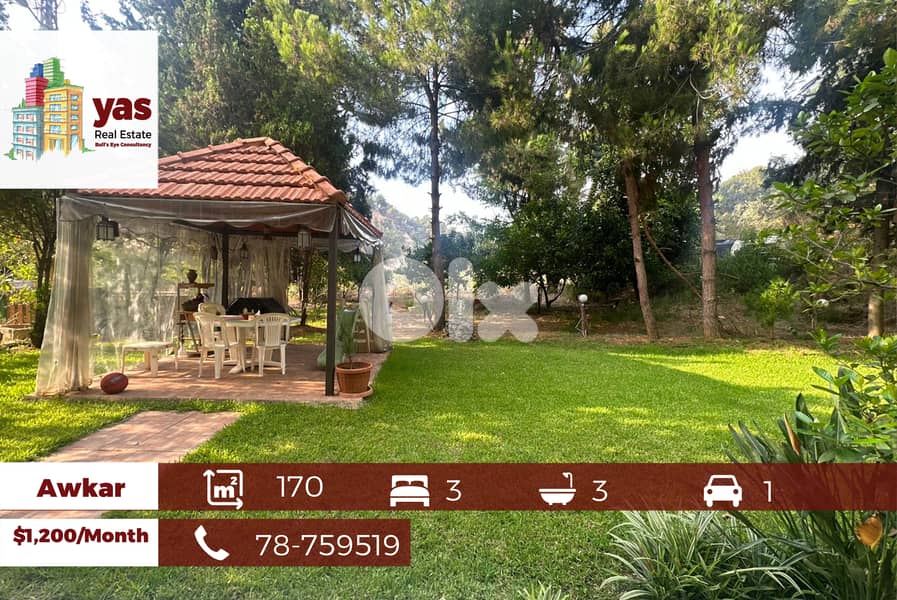 Awkar 170m2 | 120m2 Garden | Rent | Catch | Prime Location | MJ | 0