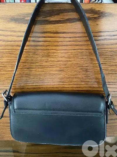 black leather purse