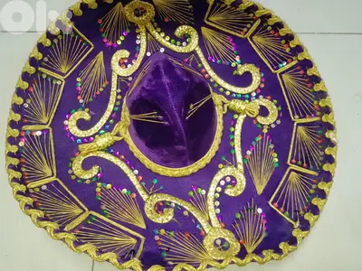 Sombrero Mariachi Hat from Mexico in Purple and Gold Colour Combinatio