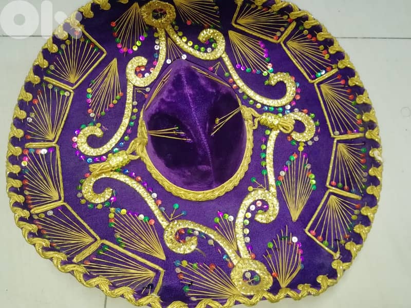 Sombrero Mariachi Hat from Mexico in Purple and Gold Colour Combinatio 0