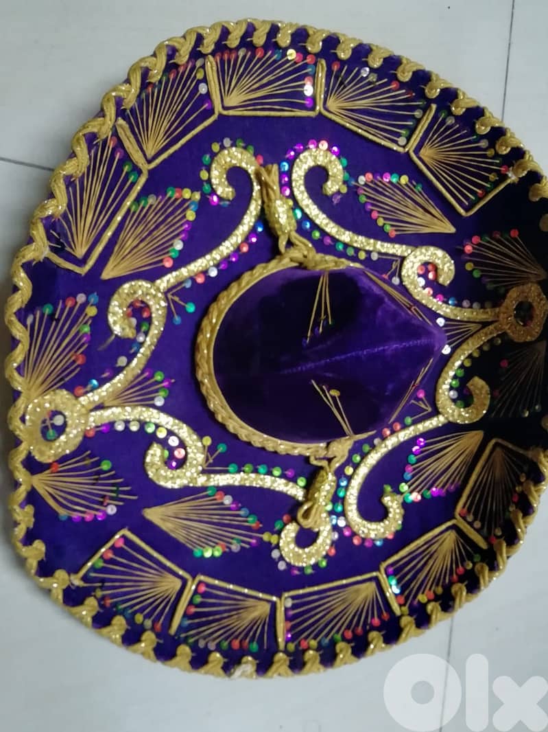 Sombrero Mariachi Hat from Mexico in Purple and Gold Colour Combinatio 2