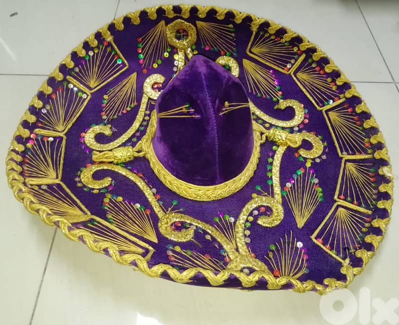 Sombrero Mariachi Hat from Mexico in Purple and Gold Colour Combinatio 3