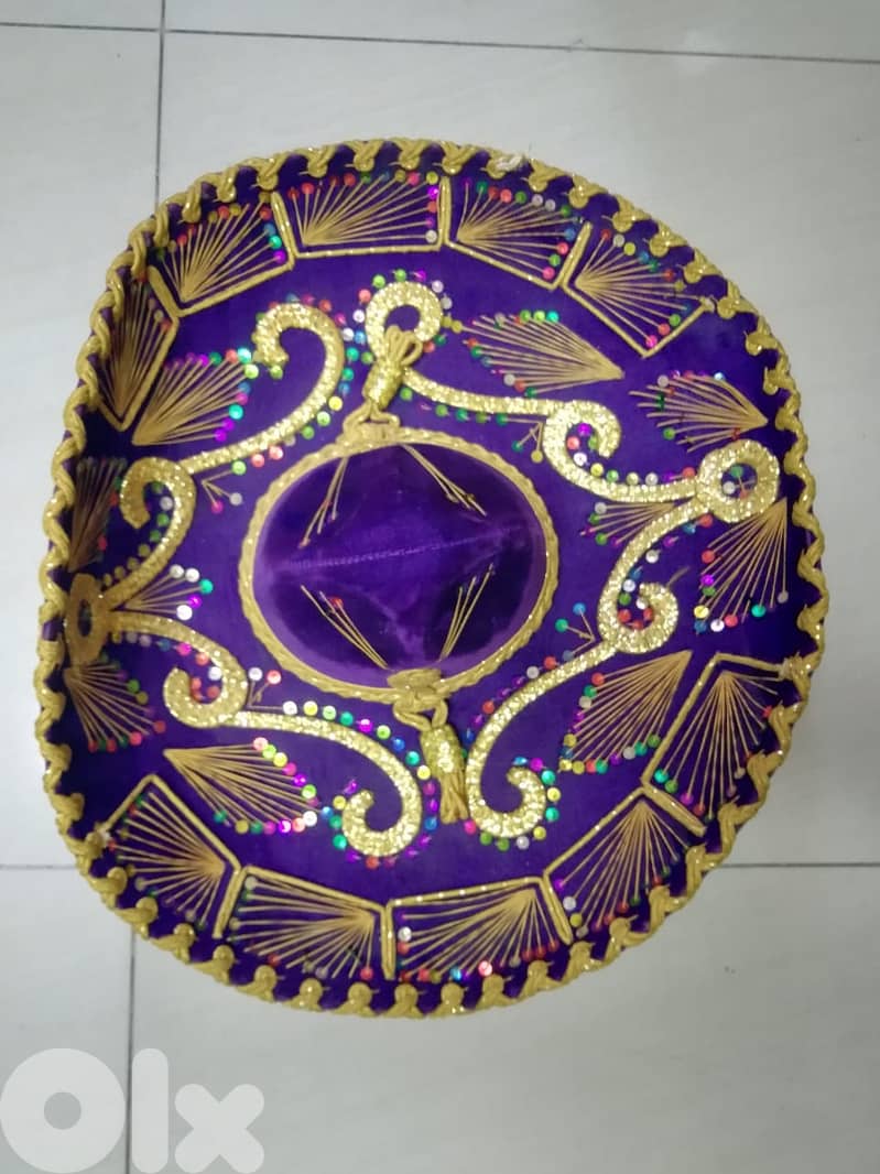 Sombrero Mariachi Hat from Mexico in Purple and Gold Colour Combinatio 4