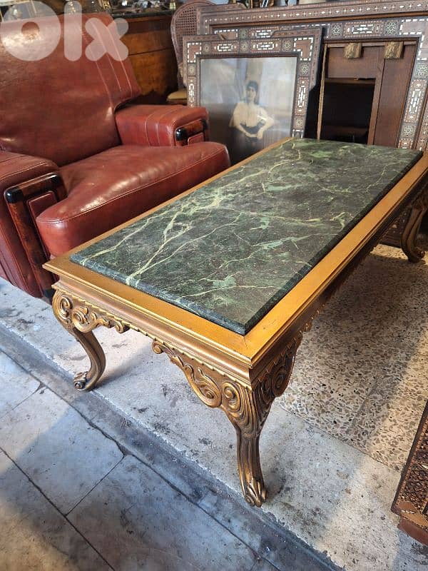 wooden coffee table with marble top 3