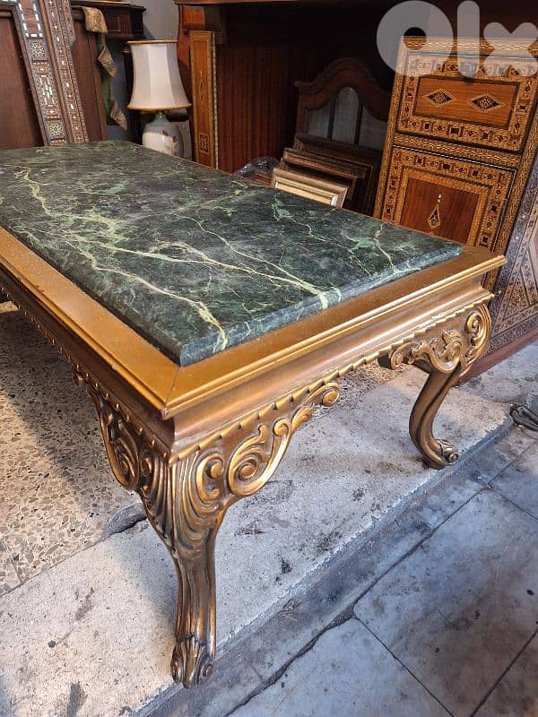 wooden coffee table with marble top 4
