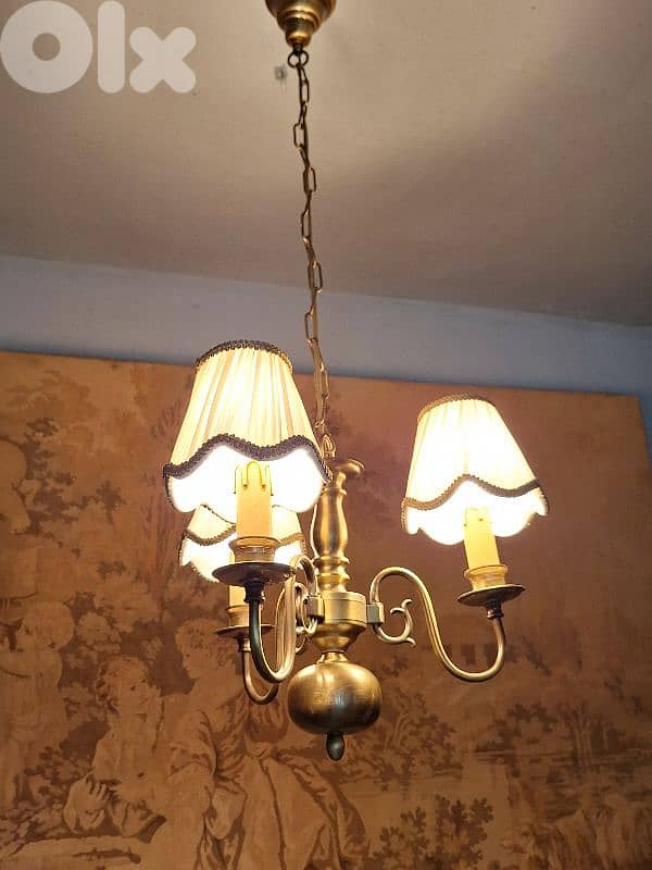 antique english 3 lamps brass chandelier 1