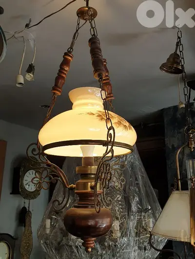 antique bronze and opaline chandelier