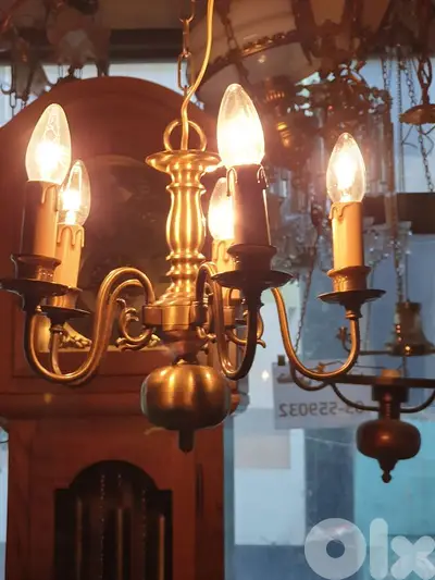 5 lamps english bronze chandelier