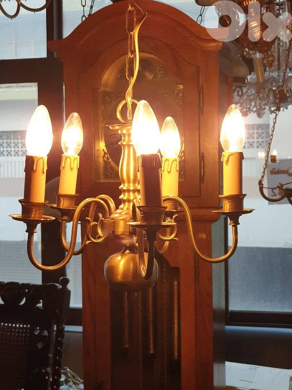 5 lamps english bronze chandelier 1