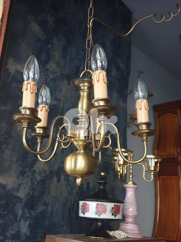 5 lamps english bronze chandelier 3