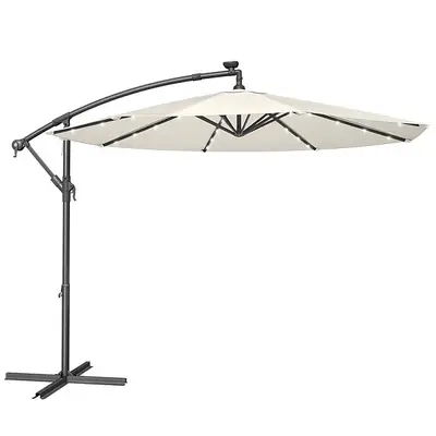 Parasol with Solar-Powered LED Lights, 3 m Banana Patio Umbrella