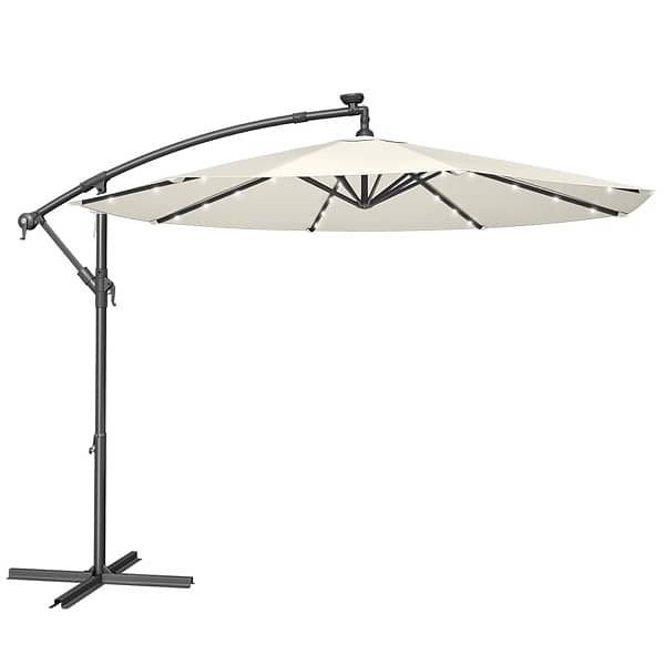 Parasol with Solar-Powered LED Lights, 3 m Banana Patio Umbrella 0