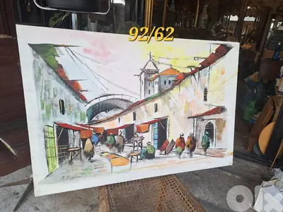 لوحة رائعة رسم زيتي لبناني للرسام محمود برجاوي