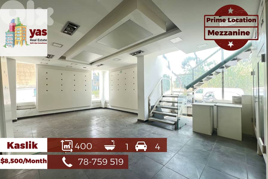 Kaslik 400m2 | Mezzanine | Rent | Active Street | Rent | EH 0