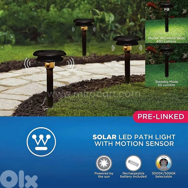 Solar Motion Pathway Light – Warm/Cool LED, Stainless & Waterproof 3