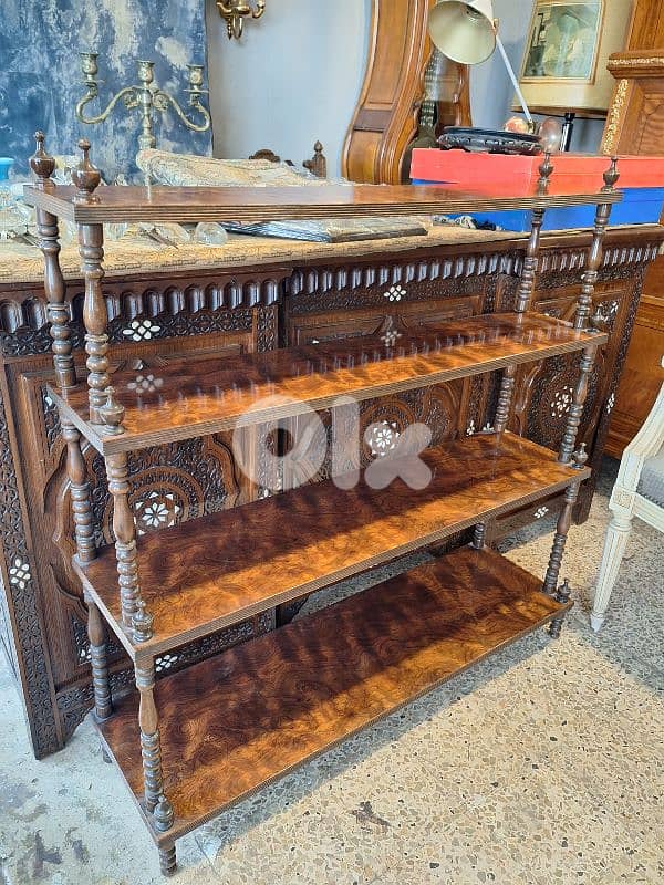 antique english wallnut wood stand 0