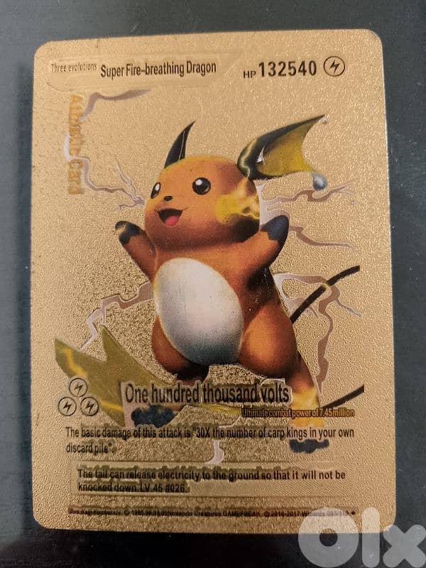Raichu golden pokemon card. - Antiques & Collectibles - 116491366