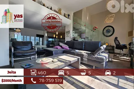 Jeita 460m2 | 350m2 Terrace | Villa | Prime Location |Furnished |TO