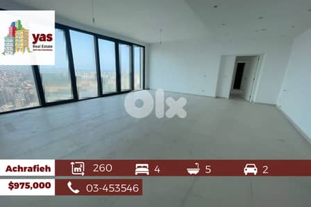 Achrafieh 260m2 | Brand New | Gated Community | Open Sea View | PA |
