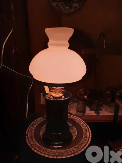 antique swiss hand made porcelain and opaline lamp