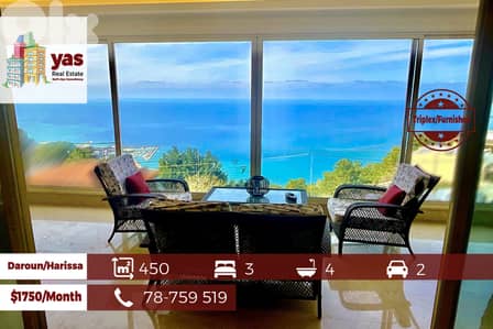 Daroun/Harissa 450m2 | Triplex | Rent | Partly Furnished | View |DA/KH