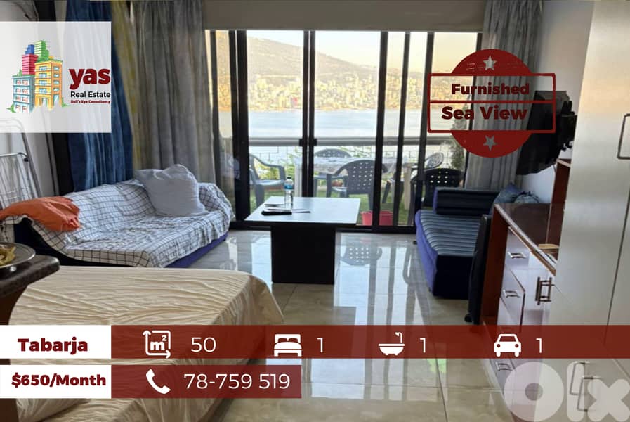 Tabarja 50m2 | Sea View | Furnished Studio | Rent | YV 0