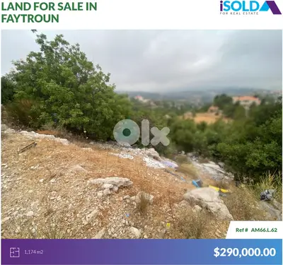 1174m2 Land+Mountain View 4sale in Faytroun - أرض للبيع في فيطرون