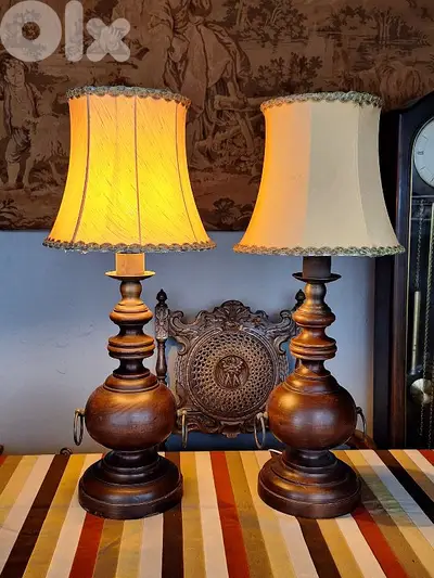 2 large wood lamps