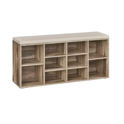Shoe Bench, Storage Bench with Padded Cushion,