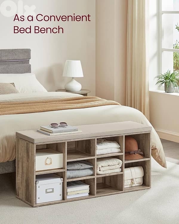 Shoe Bench, Storage Bench with Padded Cushion, 5