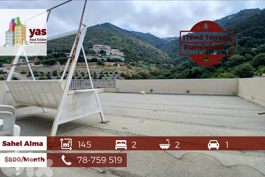 Sahel Alma 145m2 | 175m2 Terrace | Furnished | Rent | Open View |YV/EH 0
