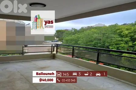 Ballouneh 145m2 | Well Lighted Flat | Greenery View | Calm Street | EL